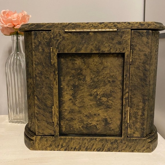 Gold & Black Jewelry Box Sponge / Snake Skin Print Upcycled Painted Jewelry Box - Picture 4 of 9